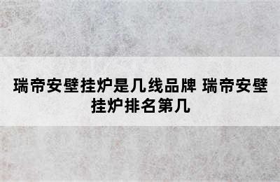 瑞帝安壁挂炉是几线品牌 瑞帝安壁挂炉排名第几